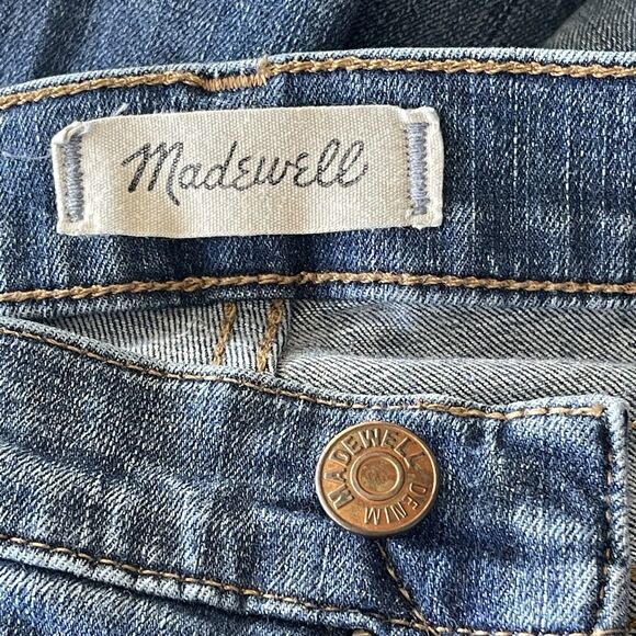 Madewell SZ 26 - 10" High-Rise Skinny Jeans Drop Step Hem Distressed Medium Wash - Picture 10 of 12
